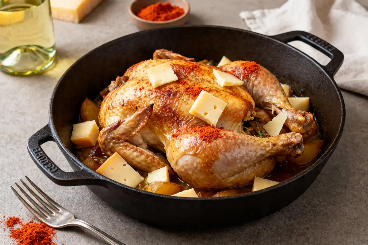 Poulet Gaston Gérard : recette facile au vin blanc et comté